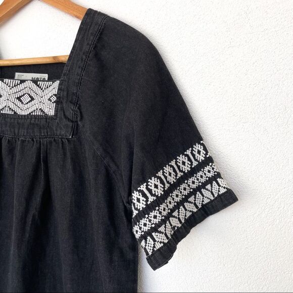 Topshop Moto Black Boho Geometric Embroidered Mini Dress Size 2 - Picture 6 of 12